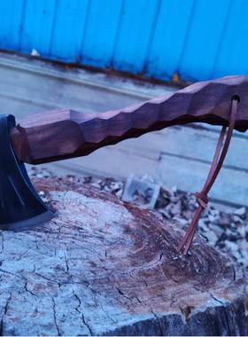 户外露营手斧锰钢锻打野营斧营地斧系黑胡桃手斧便携手工锻打