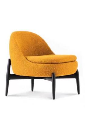 北欧意式简约定型棉皮布艺家用商务会客洽谈休闲单人沙发椅