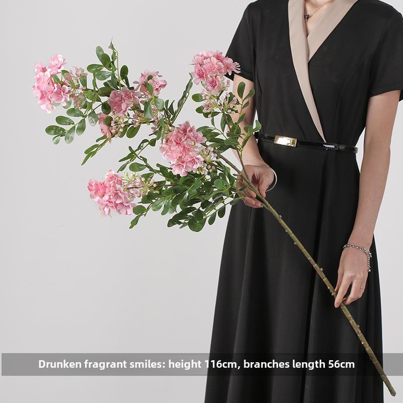 醉香粉色含笑花彷真花束客厅落地花瓶插花摆件装饰绿植假花十里香