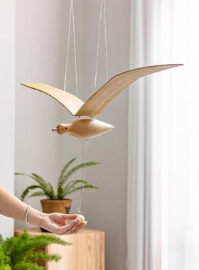 飞翔的海鸥客厅阳台海湾窗户空中悬挂挂件儿童房艺术创意木制飞鸟