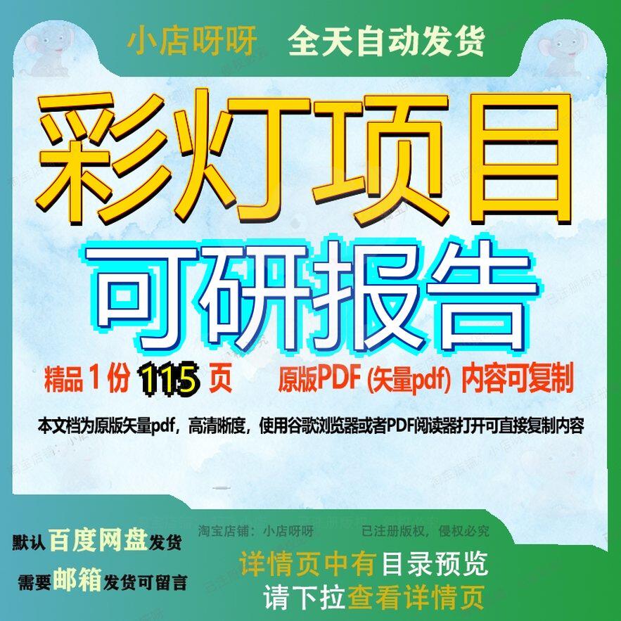 彩灯项目可研报告115页 项目报告可研资料文档优质彩灯可复制文