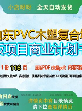 山东PVC木塑复合墙板项目商业计划书116页 项目计划书商业资料山