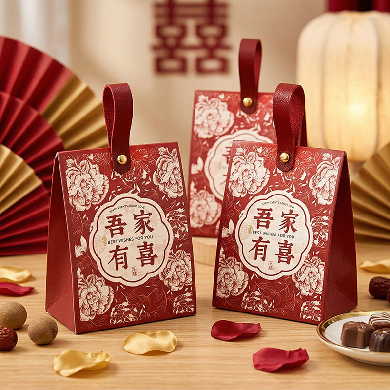 结婚喜糖盒子2026新款国潮中式喜糖袋高级感婚礼伴手礼盒包装空盒