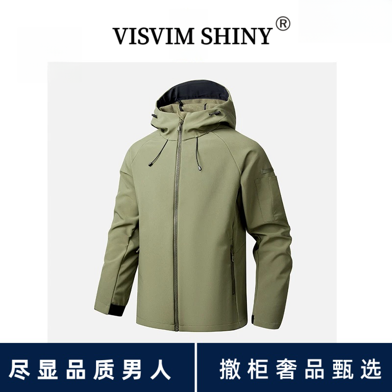 VISVIM SHINY软壳冲锋衣男士秋冬季户外保暖防风宽松夹克连帽外套