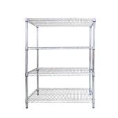 不锈钢货架镀铬网线料架车间仓库金属架子家用厨房置物架带轮花架