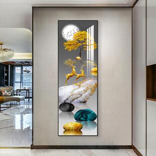 现代轻奢玄关装饰画客厅柱子竖版细长条入户进门走廊过道墙壁挂画