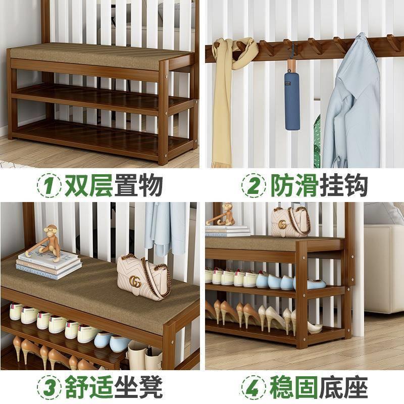 鞋架衣帽架一体组合家用简易落地门口可坐换鞋凳卧室衣架挂衣