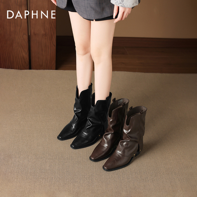 达芙妮尖头短靴女堆堆靴