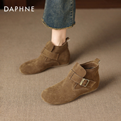 达芙妮加绒勃肯短靴女2025新款 秋冬软底马丁靴内增高及踝靴子女鞋