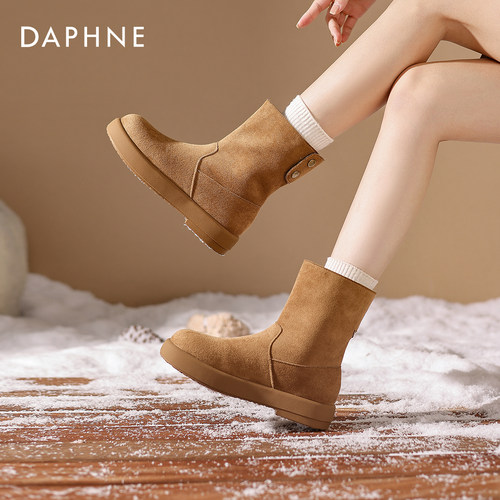 达芙妮厚底雪地靴女2025新款