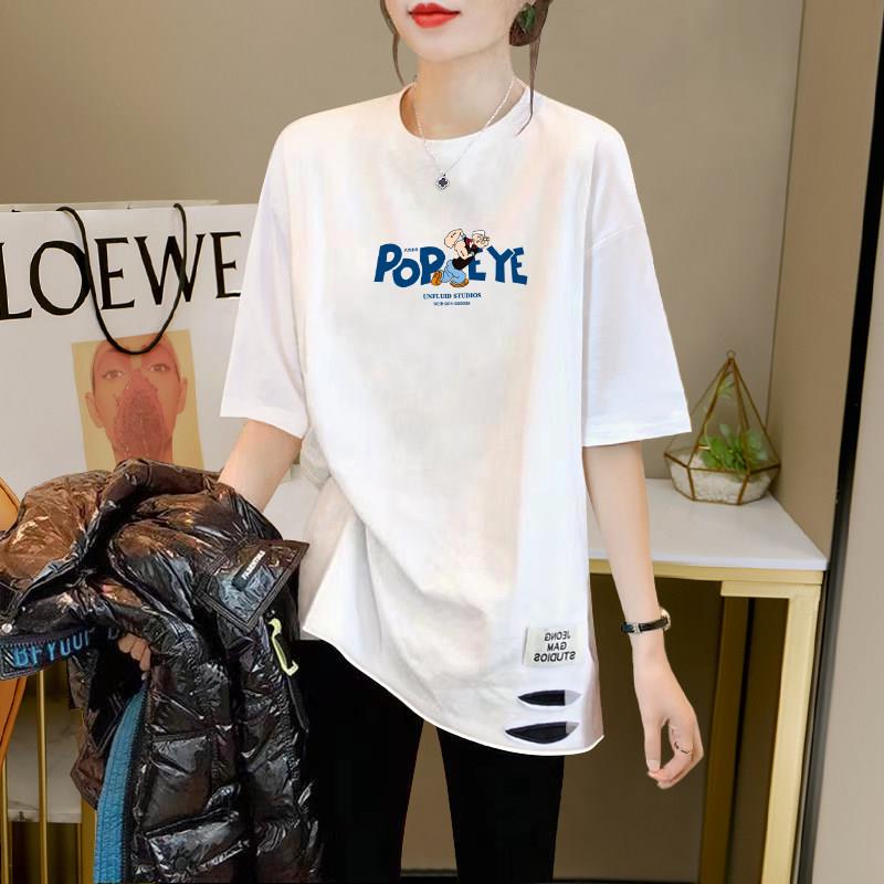 搭配鲨鱼裤芭比裤上衣短袖t恤女2025春夏新款中长款遮屁半袖上衣