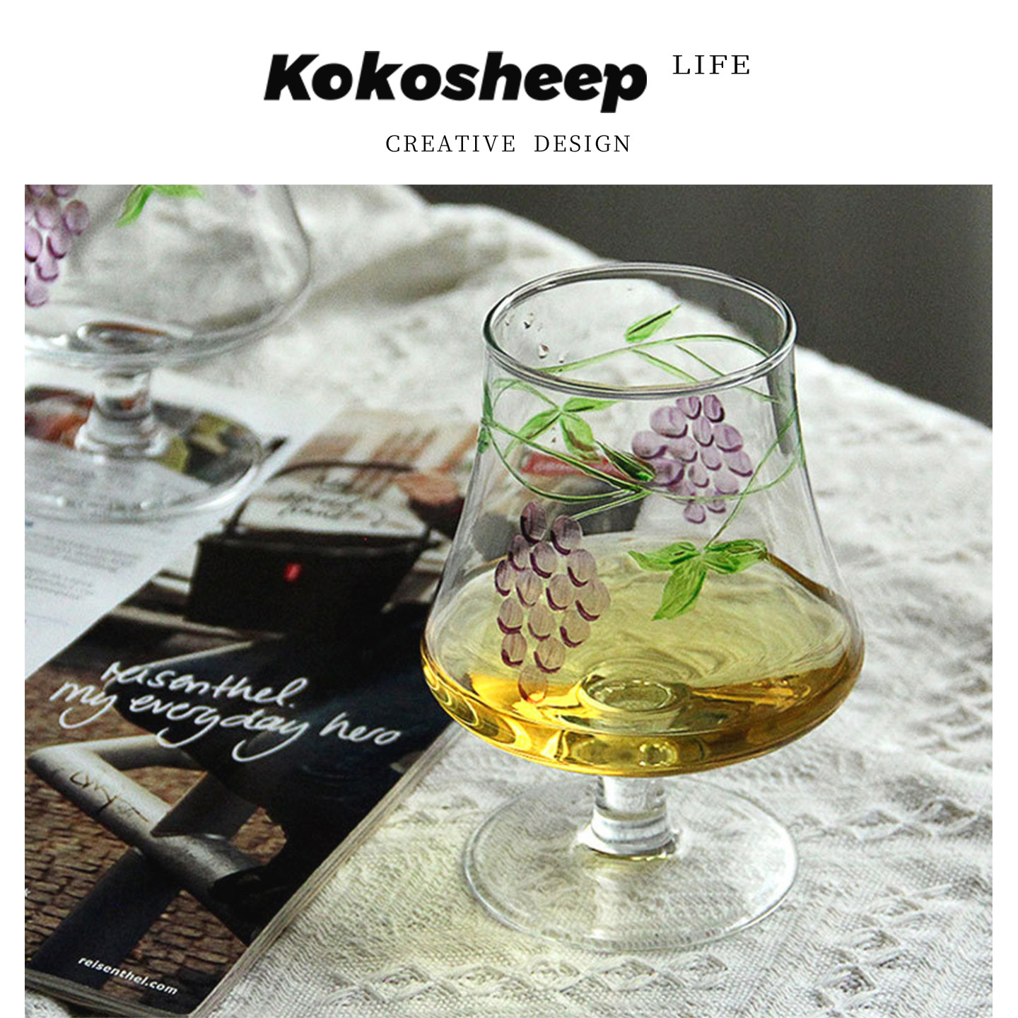 KoKosheep鸡尾酒杯中古玻璃橙色