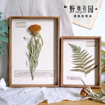 复古植物标本装饰画现代样板间书房干花相框树叶果实摆件家居软装图片