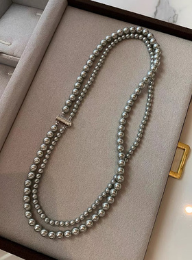 ninina家饰品施家珍珠法式复古ins风双层珍珠锁骨链【00184】