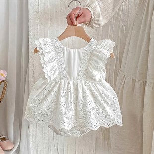 婴儿衣服宝宝连体衣幼儿包屁衣女孩满月百天爬服新生哈衣夏季 薄款