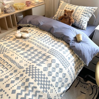 高中生宿舍床上三件套纯棉全棉大学生寝室L床单被套带被芯四六件