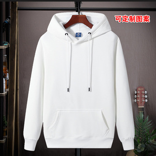 冬季卫衣男连帽加绒加厚宽松保暖纯白色帽衫时尚休闲学生情侣外套