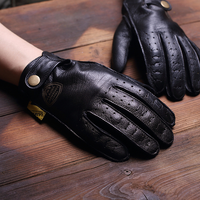 夏季复古真皮手套开车骑车摩托汽车驾驶骑行通勤飙车吸汗耐磨牛皮