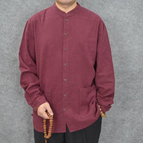 大码中国风苎麻长袖男士衬衫唐装复古棉麻中式衬衣开衫春新品男装