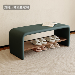 2026新款爆款高档门口鞋柜换鞋凳家用入户玄关实木软包凳意式轻奢