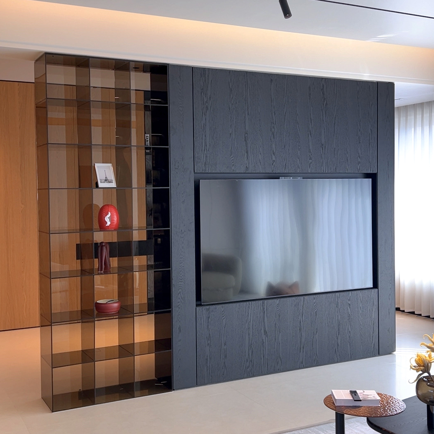 亚克力书柜隔断储物柜一体