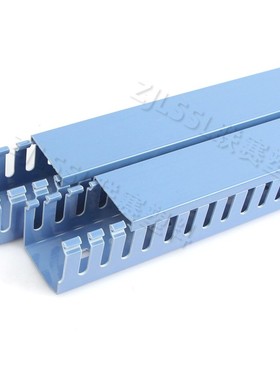 65*65蓝色pvc线槽配电v柜走线槽配电开口u型槽阻燃塑料行线槽灰色