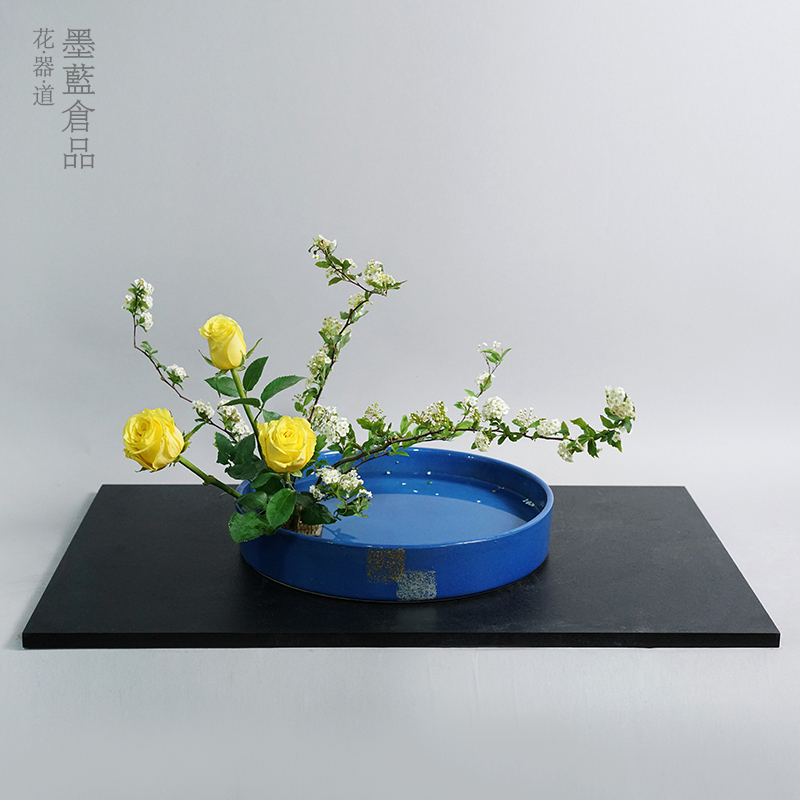 胡桃多层实木敷板 中q式日式花道插花花器花瓶花盘装饰底座底托