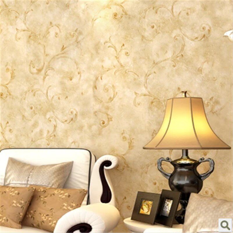 欧式田园复古莨苕叶m无纺布婚房壁纸 卧室客厅电视沙发背景墙墙纸