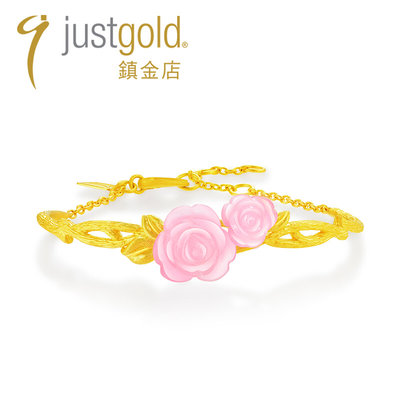 justgold镇金店玫瑰花园黄金足金手镯1104751Y-1