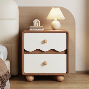 床头柜家用卧室实木极窄床头柜小众设计感床头小型收纳柜置物架