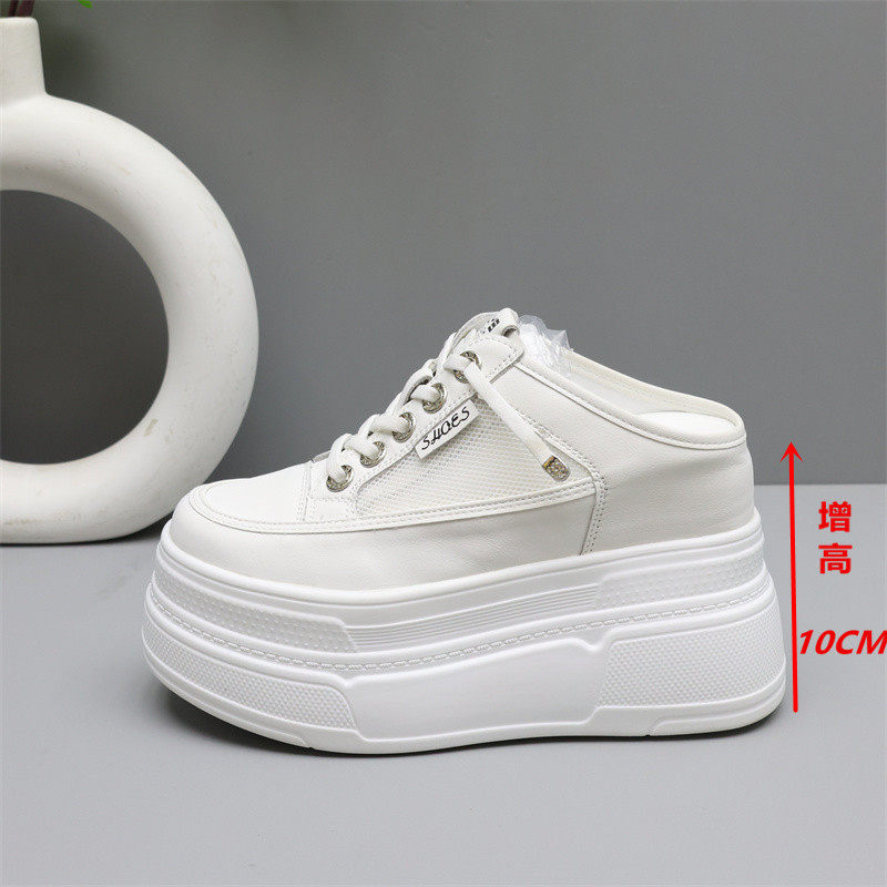 网红小白鞋女包头半拖鞋女厚底