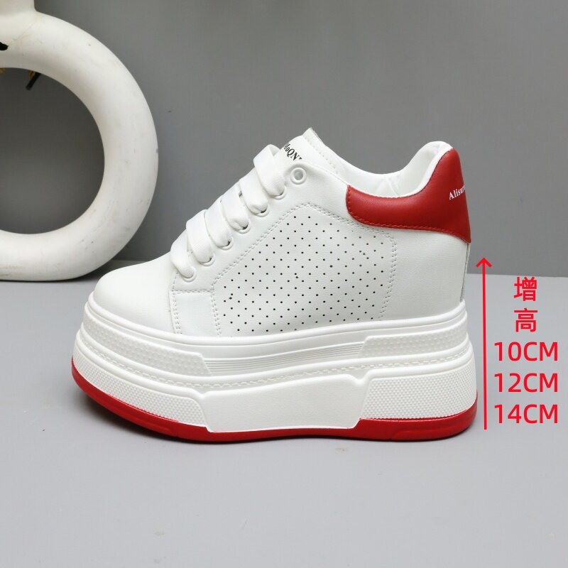 14公分厚底内增高小白鞋女2026新款透气休闲松糕鞋小个子10-12CM