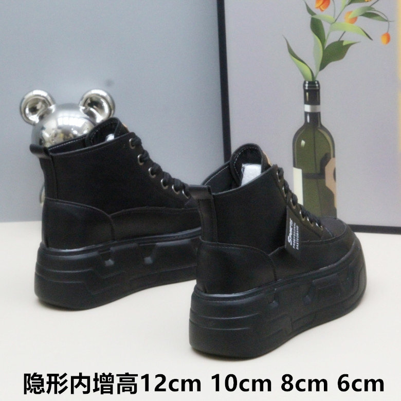 超高跟外贸内增高女鞋10cm8cm加绒棉鞋2023秋冬款黑色小个子福音