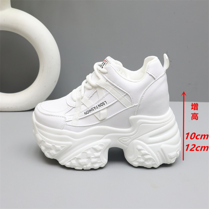 14cm小个子厚底老爹鞋女2025秋季新款小白鞋女增高12cm休闲运动鞋