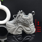 12公分小个子隐形内增高女鞋 厚底运动休闲鞋 真皮老爹鞋 女2025新款