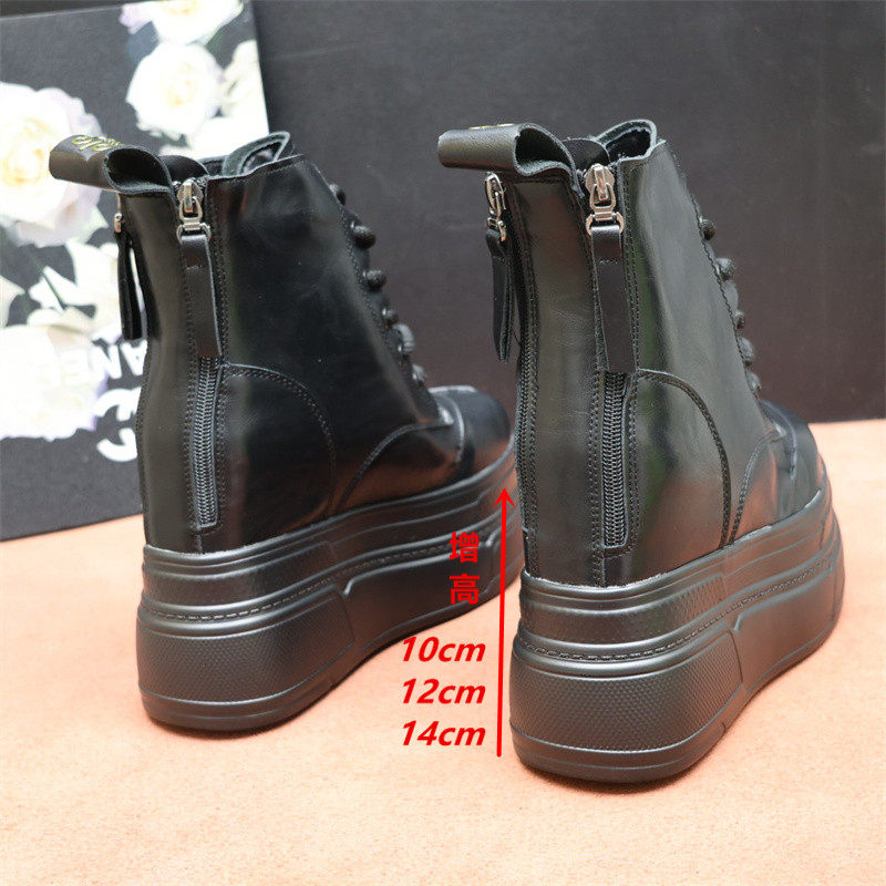 12cm内增高马丁靴女厚底短靴2025秋冬14cm加绒小个子双拉链高帮鞋
