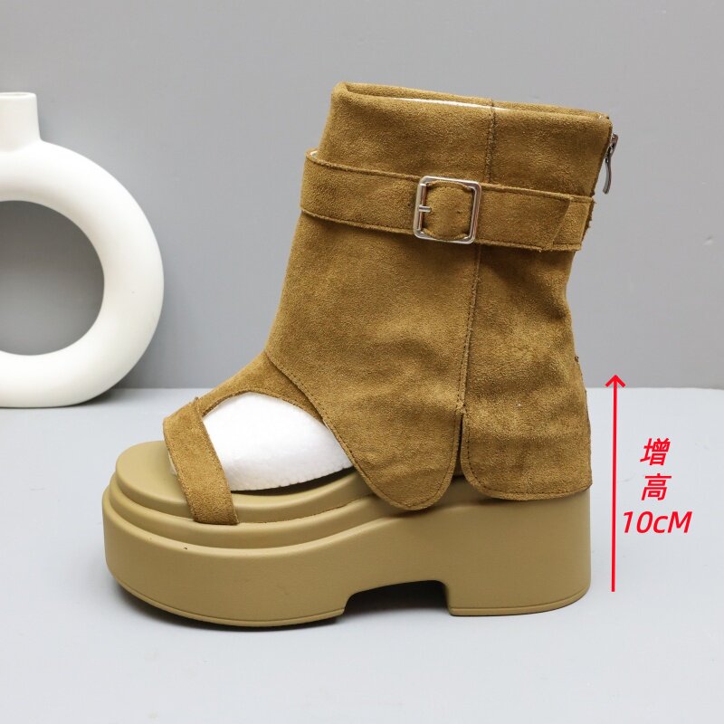 夏季女款10CM增高松糕罗马凉靴