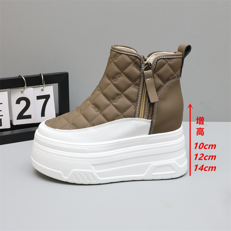 韩版厚底高帮短靴女冬季加绒