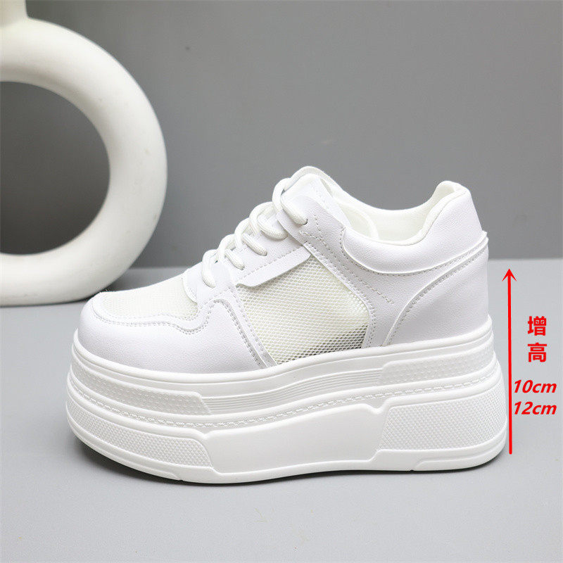 10cm内增高小白鞋女夏季新款网面透气小个子厚底12cm休闲运动鞋