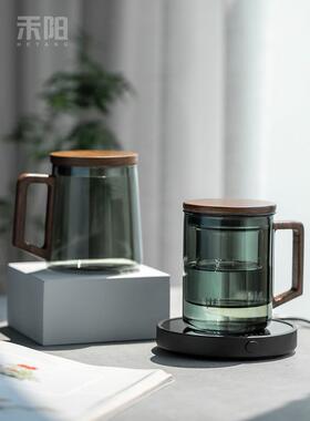 大禾阳 茶水分离茶杯泡带cb-07311盖带过滤量玻容璃水杯日式杯子