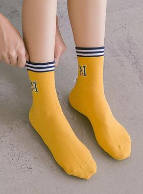 17821子女短袜韩版纯色中棉袜防臭吸汗学生院日筒系春袜秋棉袜学