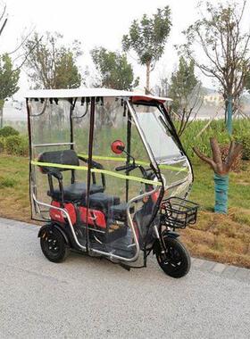 电明三轮车车棚动全透折叠不锈钢小巴士休三69901轮车遮雨蓬加厚