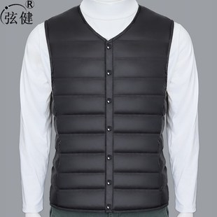 羽绒马甲男款轻薄短款中老年人秋冬季羽J绒服坎肩男士羽绒背心内