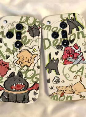 恶魔猫狗oppofindx7手机壳ultra新款FindX6pro硅胶x3保护套opopFIND X5 Pro镜头全包防摔opp0pp0ppofandx男女