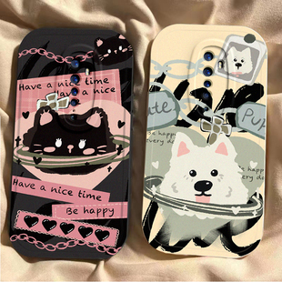 适用OPPOReno2Z手机壳锁链猫狗reno2高颜值新款网红RenoZ保护套全包边oppo防摔超薄卡通rone2z可爱软壳硅胶