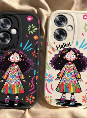 涂鸦女孩oppoa2/a1pro手机壳a58新款a93s网红opopa96硅胶套A575G可爱a11x卡通a32全包防摔a72男a35女a91a83软