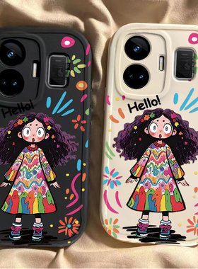 涂鸦女孩真我GTneo5手机壳realmeGTneo5se防摔gt5硅胶套Neo32全包GT2大师探索版男gtnoe2T女oppo高级感gt2pro