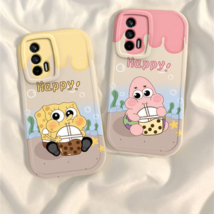 海绵宝宝真我q3pro手机壳新款realmeq5i硅胶q2i/q5x全包防摔OPPO真我X7pro男女Q3S狂欢版卡通可爱q2pro高级感