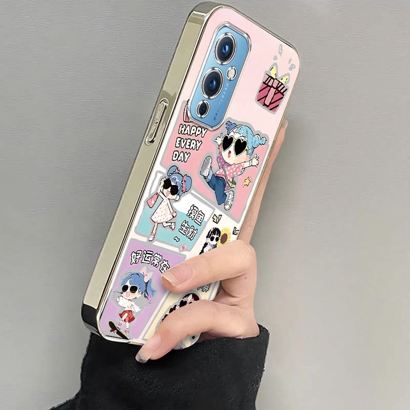 适用一加9手机壳好运女孩1加9R防摔网红新款1+9RT可爱全包边磨砂oneplus创意男女卡通一十9Pro硅胶软壳潮牌