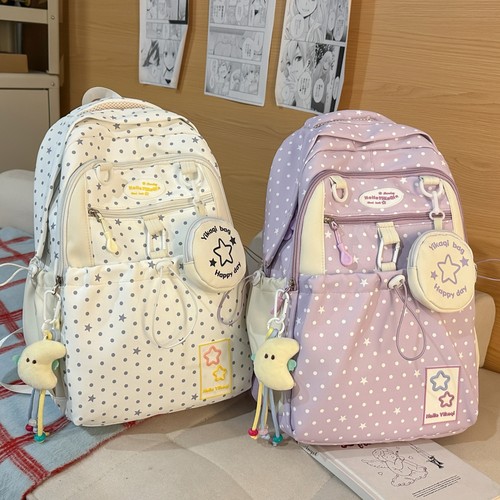 高颜值ins韩系波点女学生双肩包